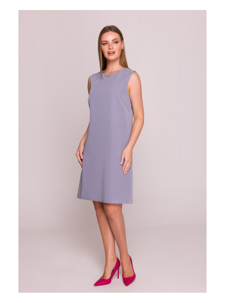 S408 Besiūlė suknelė be rankovių - dove grey