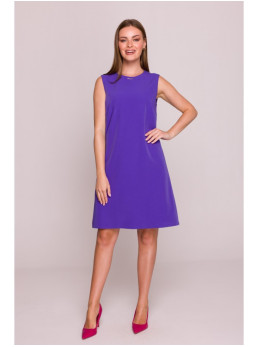 S408 Violetinė tiesaus silueto suknelė be rankovių - violetinė