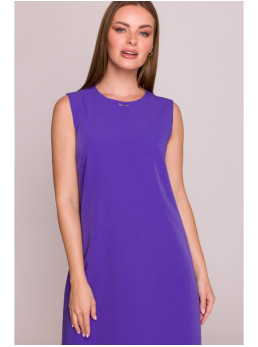 S408 Violetinė tiesaus silueto suknelė be rankovių - violetinė