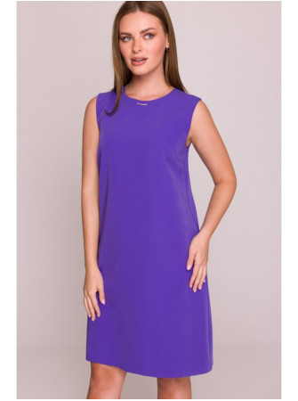S408 Violetinė tiesaus silueto suknelė be rankovių - violetinė