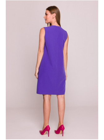 S408 Violetinė tiesaus silueto suknelė be rankovių - violetinė