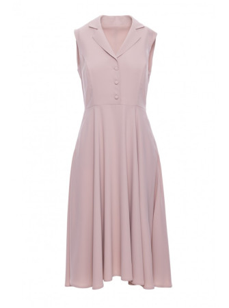 S409 Prigludusi ir platėjanti marškinių tipo suknelė - smėlio