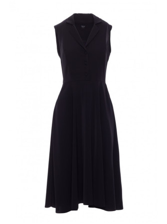 S409 Priglundanti ir platėjanti marškinių tipo suknelė - juoda