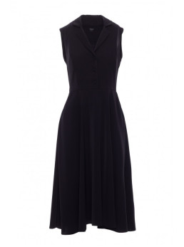 S409 Priglundanti ir platėjanti marškinių tipo suknelė - juoda