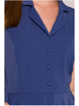 S409 Priglundanti ir platėjanti marškininė suknelė - mėlyna