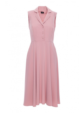 S409 Prigludusi ir platėjanti marškinių tipo suknelė - pudros