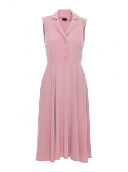 S409 Prigludusi ir platėjanti marškinių tipo suknelė - pudros