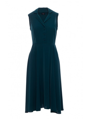 S409 Priglundanti ir platėjanti marškininė suknelė - žalia