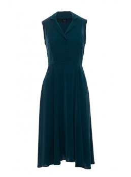 S409 Priglundanti ir platėjanti marškininė suknelė - žalia