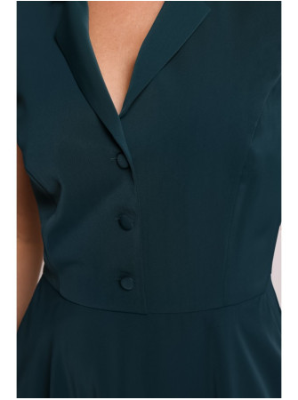 S409 Priglundanti ir platėjanti marškininė suknelė - žalia