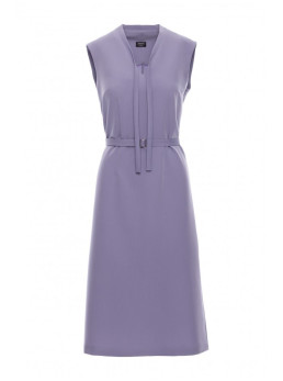 S410 A silueto suknelė su V formos iškirpte ir raišteliais - dove grey