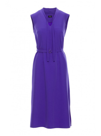 S410 A silueto suknelė su V formos iškirpte ir raišteliais - violetinė
