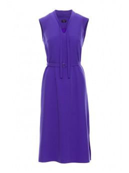 S410 A silueto suknelė su V formos iškirpte ir raišteliais - violetinė