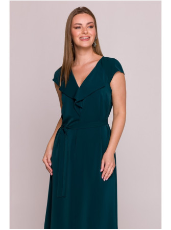 S411 Žaisminga suknelė be rankovių su raukiniu - žalia