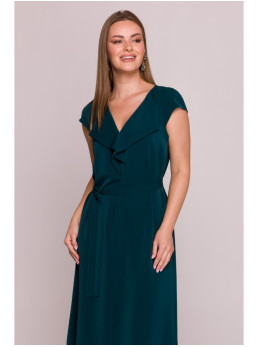 S411 Žaisminga suknelė be rankovių su raukiniu - žalia