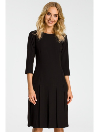 M336 Drop waist dress with pleats - black