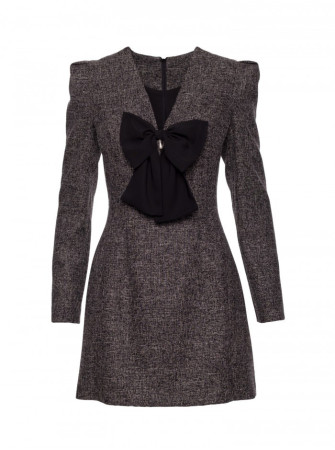 M869 Tvido suknelė V formos iškirpte - juoda