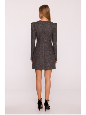 M869 Tvido suknelė V formos iškirpte - juoda