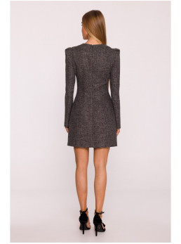 M869 Tvido suknelė V formos iškirpte - juoda