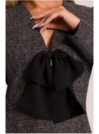 M869 Tvido suknelė V formos iškirpte - juoda