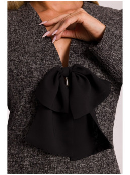 M869 Tvido suknelė V formos iškirpte - juoda