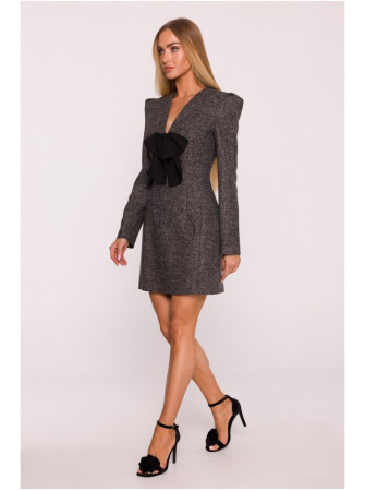 M869 Tvido suknelė V formos iškirpte - juoda