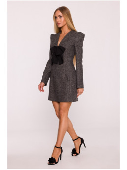 M869 Tvido suknelė V formos iškirpte - juoda