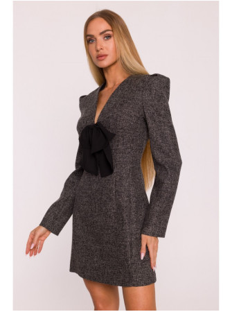 M869 Tvido suknelė V formos iškirpte - juoda