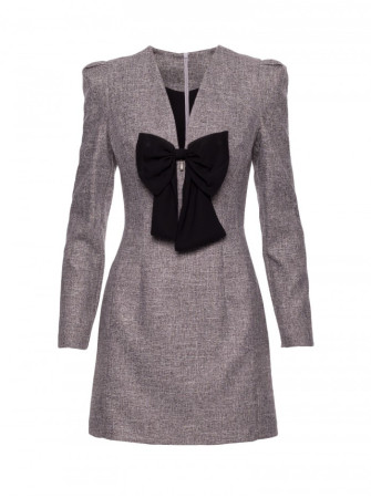 M869 Tvido suknelė V formos iškirpte - grafito