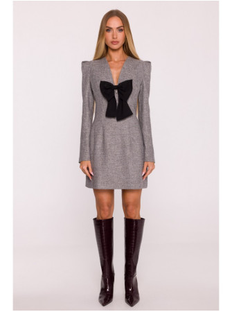 M869 Tvido suknelė V formos iškirpte - grafito