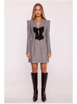 M869 Tvido suknelė V formos iškirpte - grafito