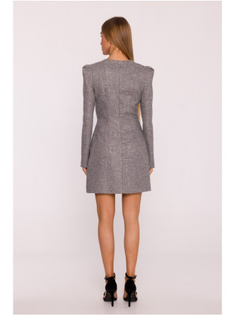 M869 Tvido suknelė V formos iškirpte - grafito