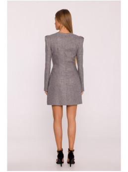 M869 Tvido suknelė V formos iškirpte - grafito