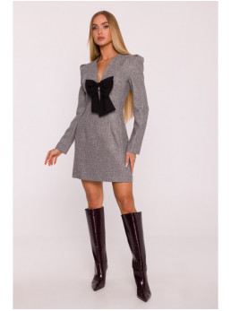 M869 Tvido suknelė V formos iškirpte - grafito