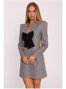 M869 Tvido suknelė V formos iškirpte - grafito