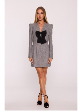 M869 Tvido suknelė V formos iškirpte - grafito