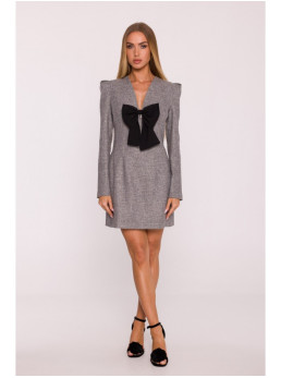 M869 Tvido suknelė V formos iškirpte - grafito