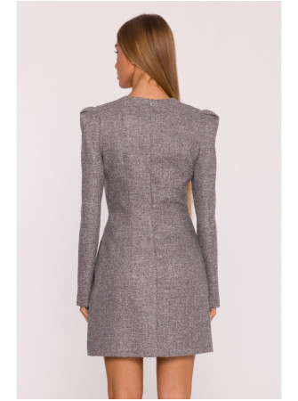 M869 Tvido suknelė V formos iškirpte - grafito