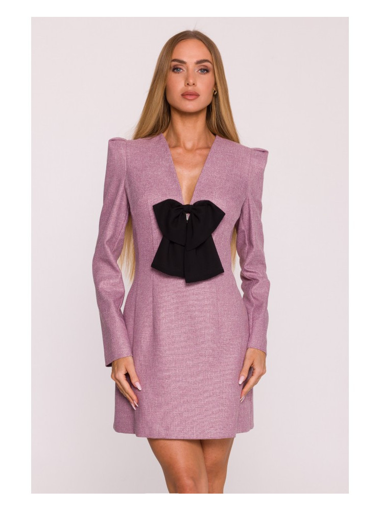 M869 Tvido suknelė V formos iškirpte - marsala