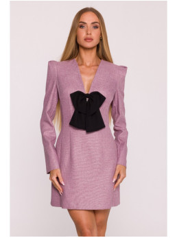 M869 Tvido suknelė V formos iškirpte - marsala