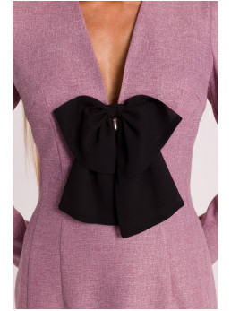 M869 Tvido suknelė V formos iškirpte - marsala