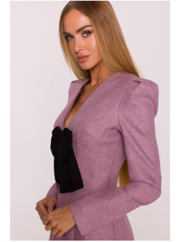 M869 Tvido suknelė V formos iškirpte - marsala