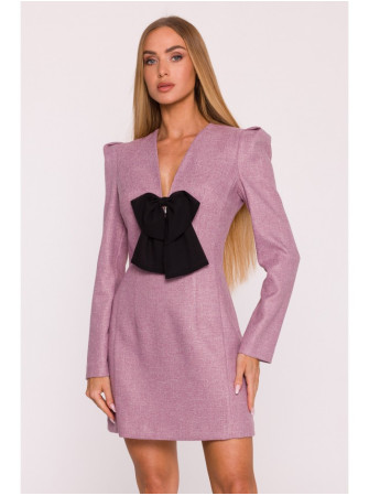 M869 Tvido suknelė V formos iškirpte - marsala