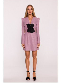 M869 Tvido suknelė su V formos iškirpte - marsala