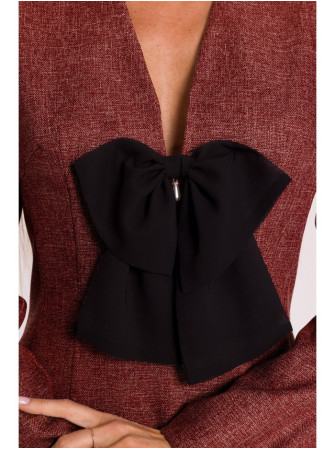 M869 Tvido suknelė V formos iškirpte - kaštoninė