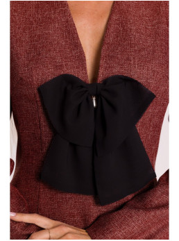 M869 Tvido suknelė V formos iškirpte - kaštoninė