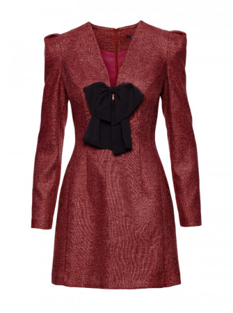 M869 Tvido suknelė V formos iškirpte - kaštoninė