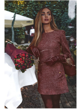 M870 Tvido mini suknelė - kaštoninė