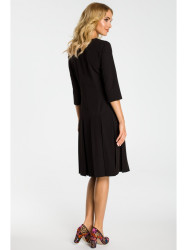 M336 Drop waist dress with pleats - black