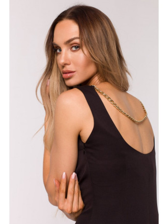 M667 Shaeth dress with decorative chain in the back - black